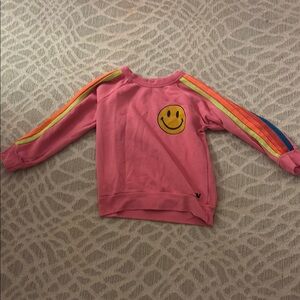 Pink Kids Sweatshirt with Rainbow Stripes